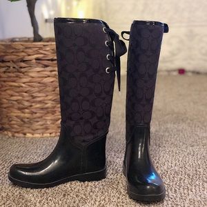Lace-Up Coach Rain Boots